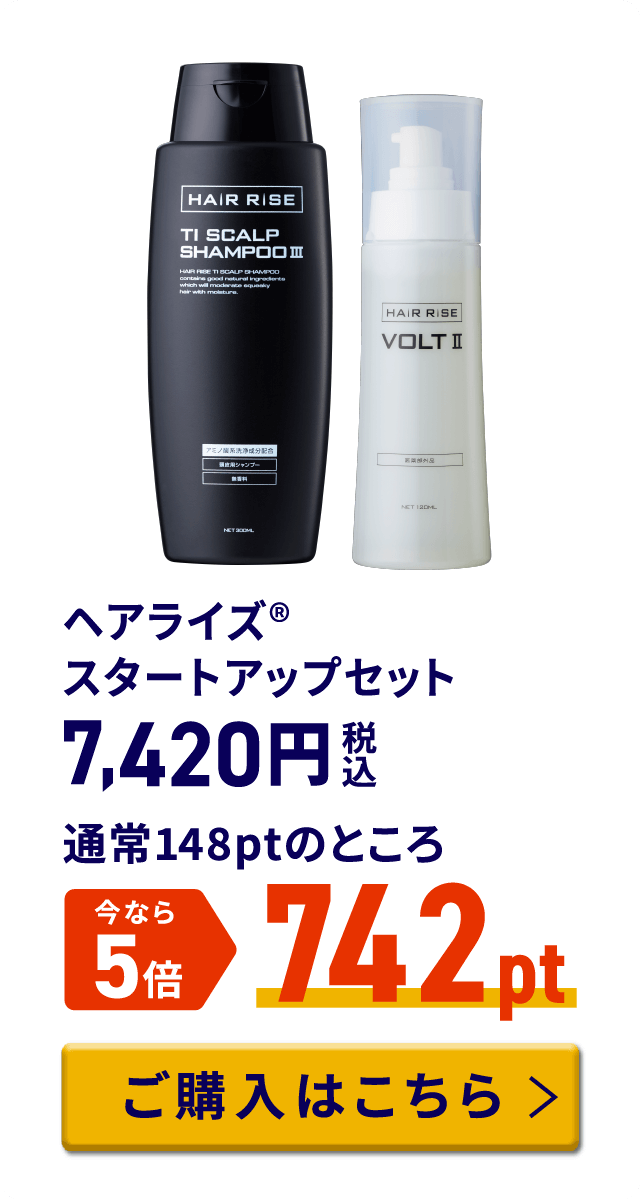 ヘアライズ® スタートアップセット 税込7,420円 通常148ptのところ今なら5倍 742pt ご購入はこちら